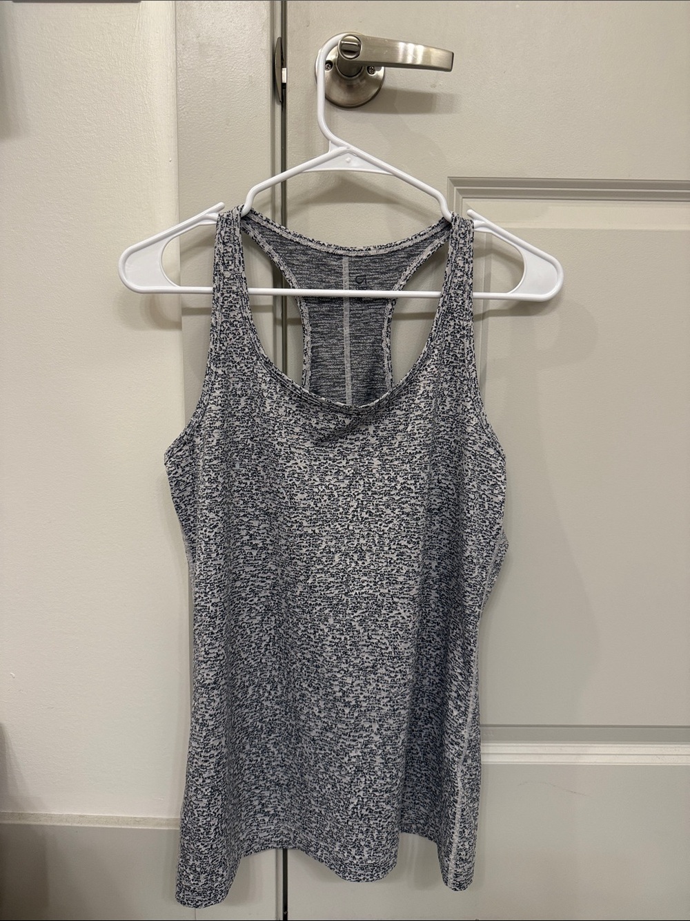 GAP Women's Navy and White Heathered Racerback Tank